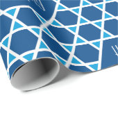 Gelukkige Verjaardag Blauwe Sterpatroon Gepersonal Cadeaupapier (Rol Hoek)