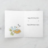 Gelukkige verjaardag Blauwe vogels Kaart (Binnen)