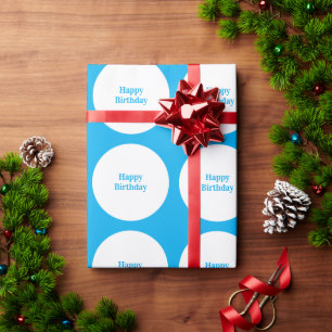 Gelukkige Verjaardag Blauwe Witte Stippen Jongens Cadeaupapier