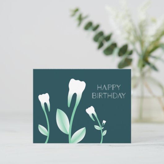 GELUKKIGE VERJAARDAG bloeiende tanden Briefkaart (Staand voorkant)