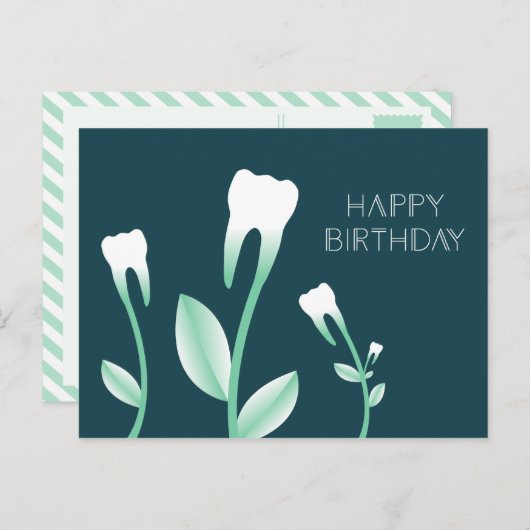 GELUKKIGE VERJAARDAG bloeiende tanden Briefkaart (Voorkant / Achterkant)