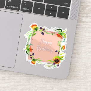 Gelukkige verjaardag bloem sticker