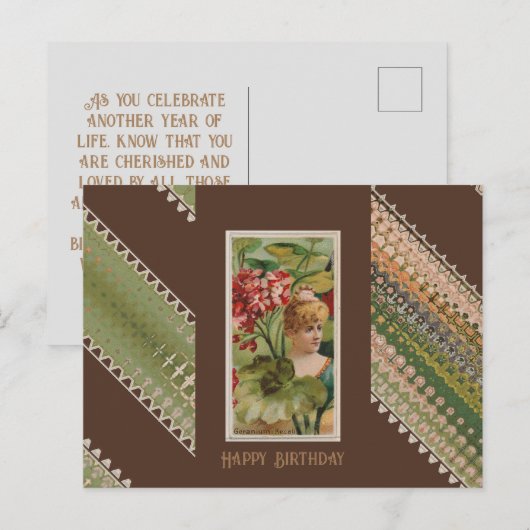 Gelukkige Verjaardag Bloemen Beauties 42 Geranium Briefkaart (Voorkant / Achterkant)