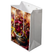 Gelukkige verjaardag, bloemen en chocolade, door N Medium Cadeauzakje (Voorkant Gekanteld)