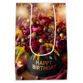 Gelukkige verjaardag, bloemen en chocolade, door N Medium Cadeauzakje (Achterkant)