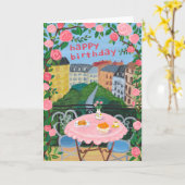 GELUKKIGE VERJAARDAG Bloemen Terras Thee Tijd Pari Kaart (Gele Bloem)