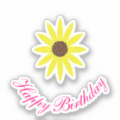 Gelukkige Verjaardag Bloemen Zonnebloem Roze Geel  Sticker (Voorkant)