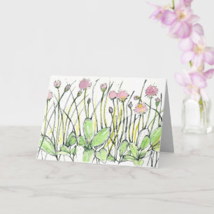 Gelukkige Verjaardag Bloemenveld Rode Klaver Ink A Kaart