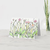 Gelukkige Verjaardag Bloemenveld Rode Klaver Ink A Kaart (Voorkant)