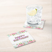 Gelukkige Verjaardag bloemontwerp Kartonnen Onderzetters (Insitu)