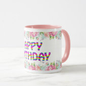 Gelukkige Verjaardag bloemontwerp Mok (Voorkant rechts)
