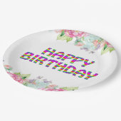 Gelukkige Verjaardag bloemontwerp Papieren Bordje (Gekanteld)