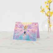 Gelukkige verjaardag blonde fee voor kleine meisje kaart (Gele Bloem)