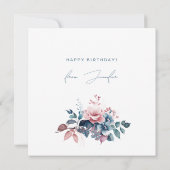 Gelukkige Verjaardag Boheemse Blauwe Tuin Bloemen Kaart (Achterkant)