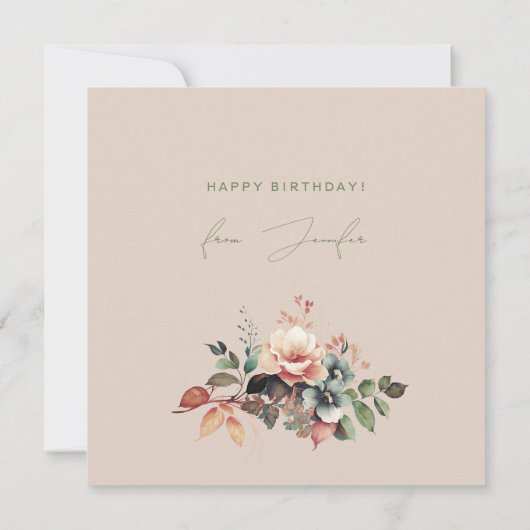 Gelukkige Verjaardag Boheemse Tuin Bloemen Champag Kaart (Achterkant)