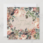 Gelukkige Verjaardag Boheemse Tuin Bloemen Champag Kaart (Voorkant)