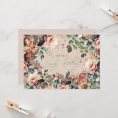 Gelukkige Verjaardag Boheemse Tuin Bloemen Champag Kaart (Voorkant / Achterkant in situ)