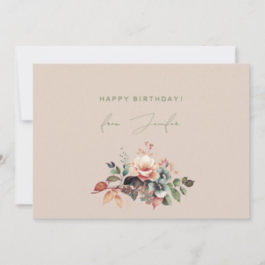 Gelukkige Verjaardag Boheemse Tuin Bloemen Champag Kaart (Achterkant)