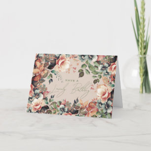 Gelukkige Verjaardag Boho Garden Floral Champagne Kaart