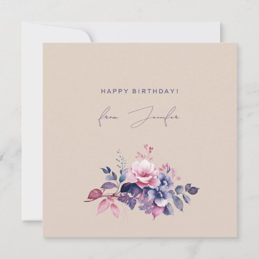 Gelukkige Verjaardag Boho Paarse Tuin Bloemen Cham Kaart (Achterkant)