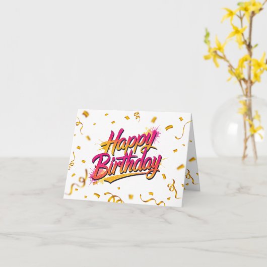 Gelukkige Verjaardag BOLD #1 Kaart (Gele Bloem)