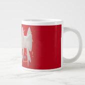 Gelukkige verjaardag boog en patronen kleur rood grote koffiekop (Rechts)