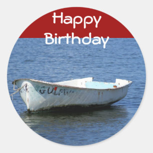 Gelukkige verjaardag, boot ronde sticker