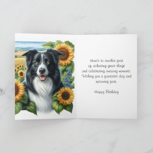 Gelukkige verjaardag Border Collie  Kaart (Binnen)