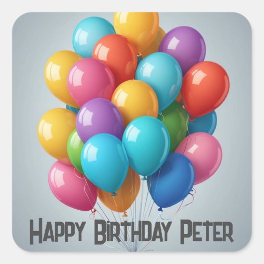 Gelukkige Verjaardag bos ballonnen feest Vierkante Sticker (Voorkant)