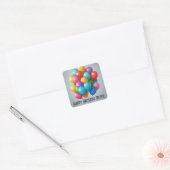 Gelukkige Verjaardag bos ballonnen feest Vierkante Sticker (Envelop)