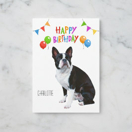 Gelukkige Verjaardag Boston Terrier Ballonnen en B Kaart