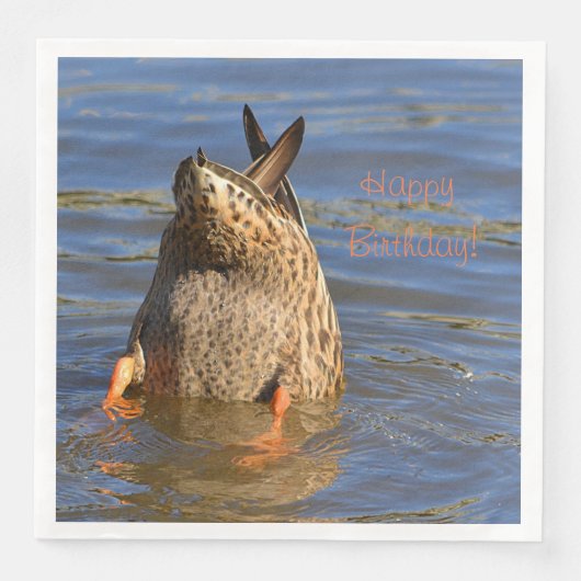 Gelukkige Verjaardag Bottoms Up Duck Servetten (Voorkant)