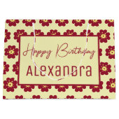 Gelukkige Verjaardag Bourgogne Blossom Groot Cadeauzakje (Voorkant)