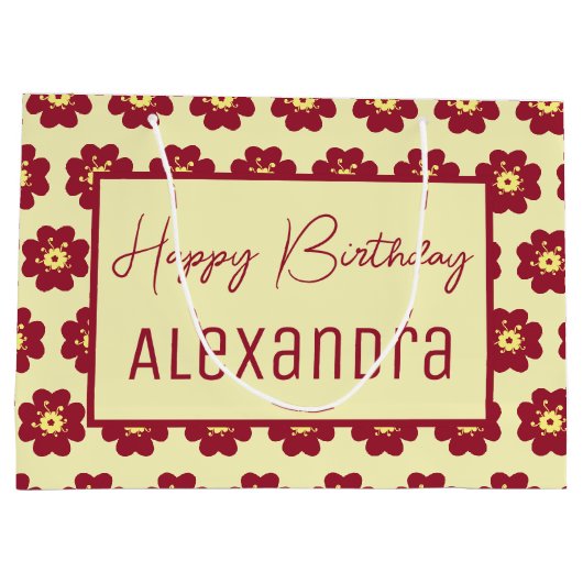 Gelukkige Verjaardag Bourgogne Blossom Groot Cadeauzakje (Achterkant)