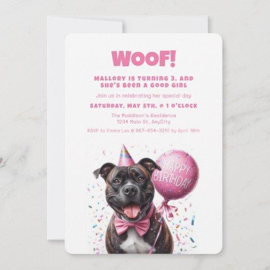 Gelukkige Verjaardag Boxer met Roze Ballon Custom Kaart (Voorkant)