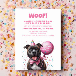 Gelukkige Verjaardag Boxer met Roze Ballon Custom Kaart