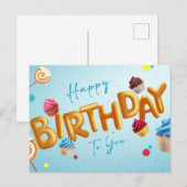 Gelukkige verjaardag briefkaart (Voorkant / Achterkant)