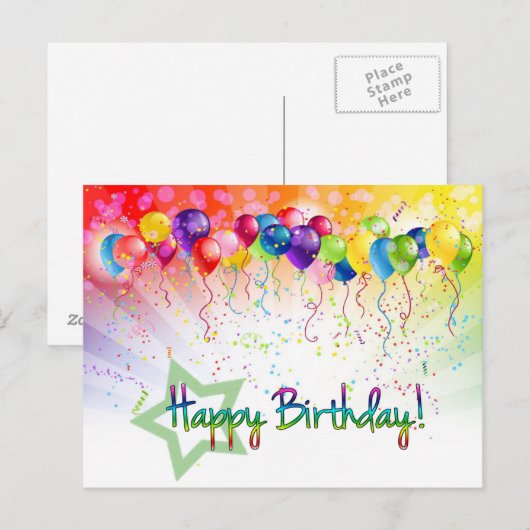 gelukkige verjaardag briefkaart (Voorkant / Achterkant)