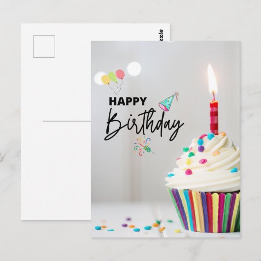 Gelukkige verjaardag briefkaart (Voorkant / Achterkant)