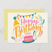 Gelukkige Verjaardag Briefkaart (Voorkant / Achterkant)