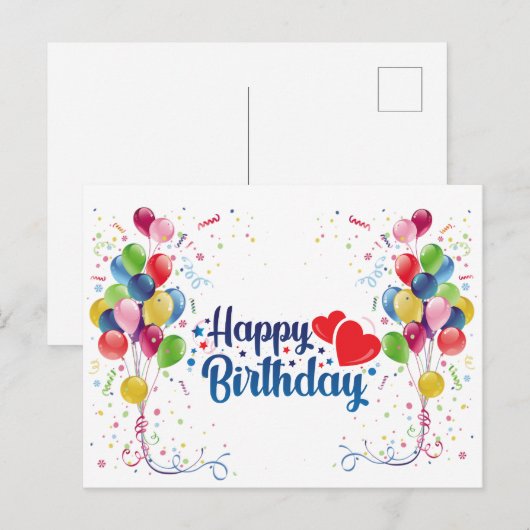 gelukkige verjaardag briefkaart (Voorkant / Achterkant)