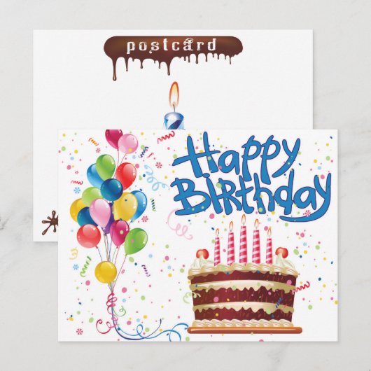 Gelukkige Verjaardag Briefkaart (Voorkant / Achterkant)