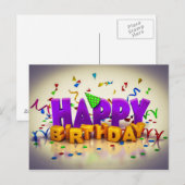 gelukkige verjaardag briefkaart (Voorkant / Achterkant)