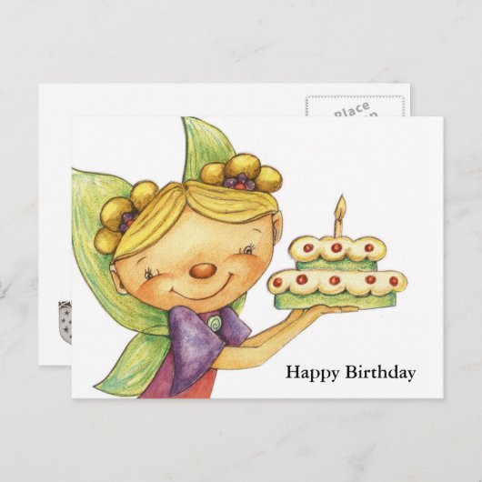 Gelukkige Verjaardag Briefkaart (Voorkant / Achterkant)