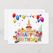 Gelukkige verjaardag briefkaart (Voorkant / Achterkant)