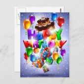 gelukkige verjaardag briefkaart (Voorkant / Achterkant)