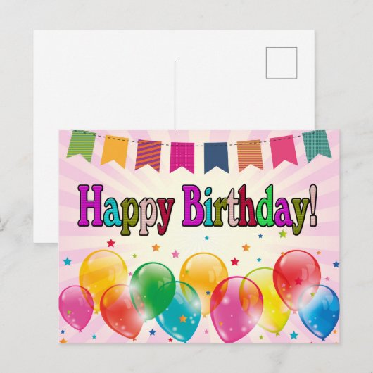 Gelukkige verjaardag briefkaart (Voorkant / Achterkant)