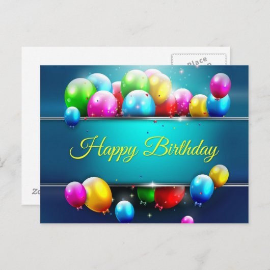 gelukkige verjaardag briefkaart (Voorkant / Achterkant)