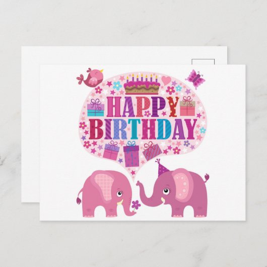 Gelukkige Verjaardag Briefkaart (Voorkant / Achterkant)