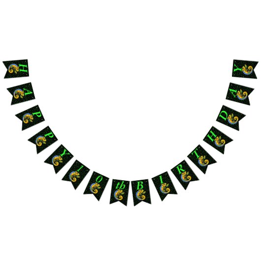 Gelukkige Verjaardag Bright Kleurrijke Hagedis op  Vlaggetjes (Alle)